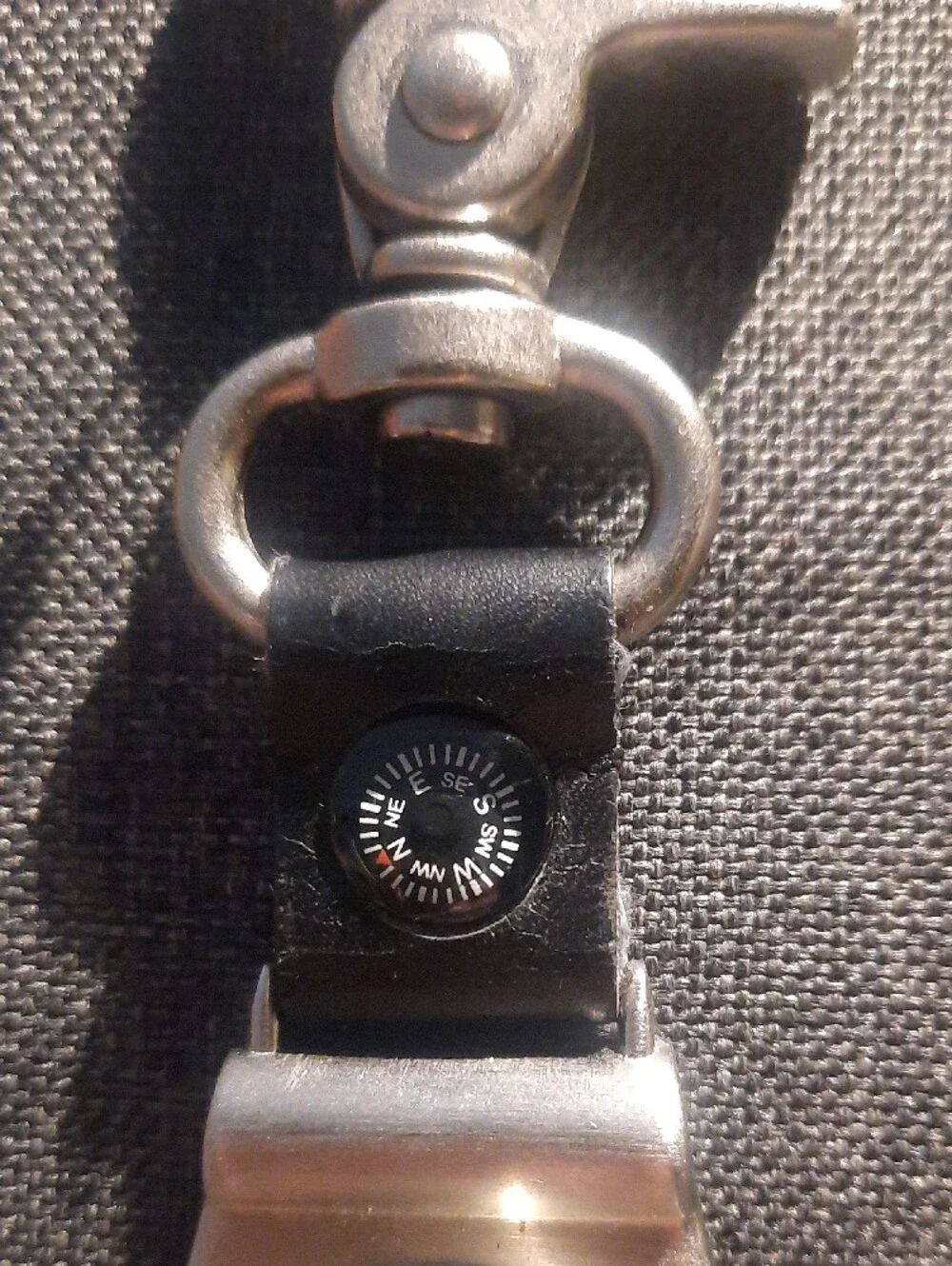 Men's Black Strap Silver Clip-On Watch Keychain